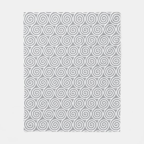 Abstract Spiral Circles on Quick Silver Gray Fleece Blanket