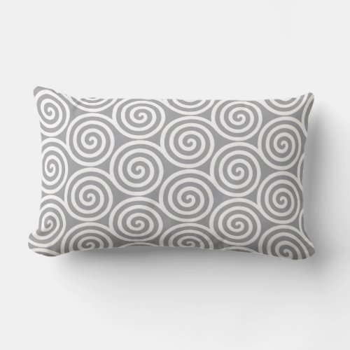 Abstract Spiral Circles on Quick Silver Gray Lumbar Pillow