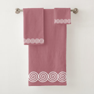 Abstract Spiral Circles on Rose Gold Bath Towel Se