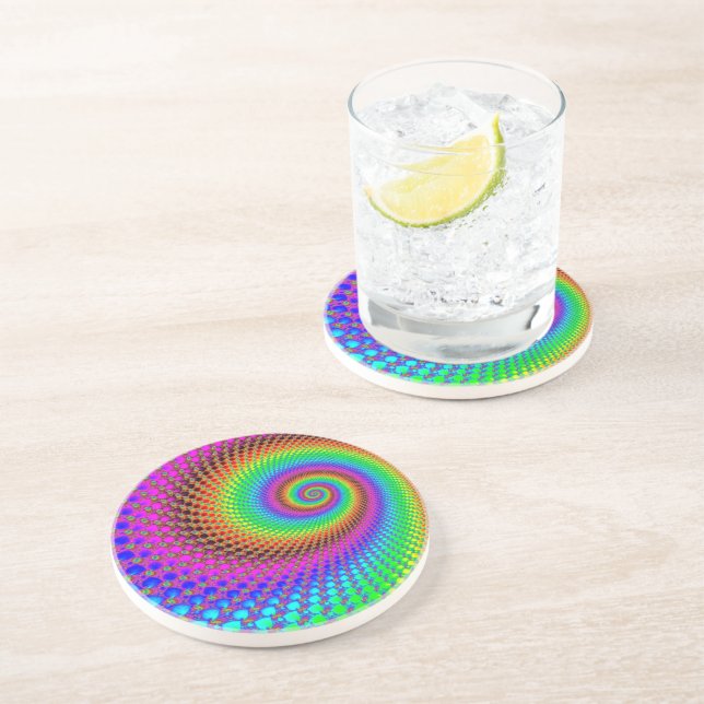 Abstract Spiral Fractal Drink Coaster (Side)