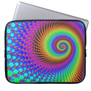 Abstract Spiral Fractal - neon colored Laptop Sleeve
