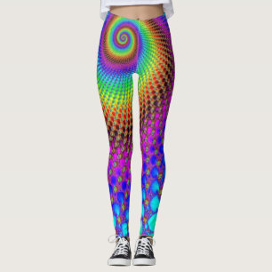 Abstract Spiral Fractal - neon colored Leggings