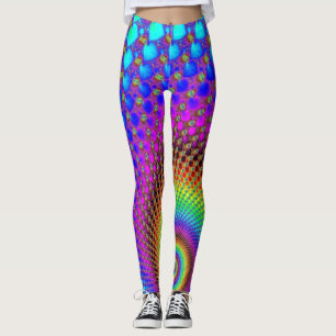Abstract Spiral Fractal - neon colored Leggings