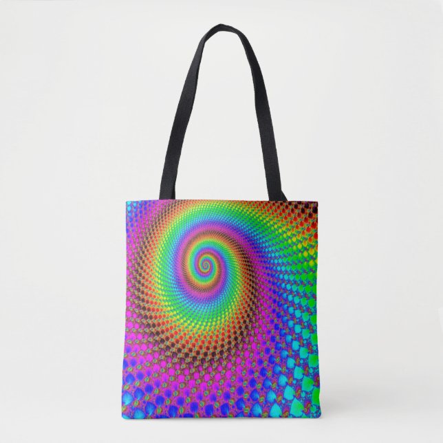Abstract Spiral Fractal - neon colored Tote Bag (Front)