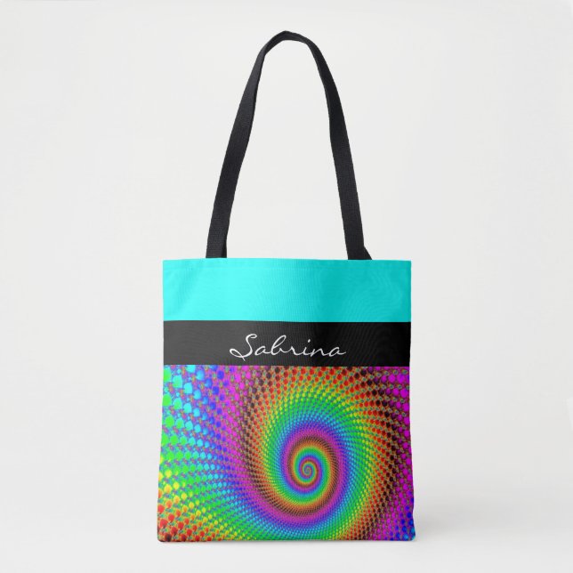 Abstract Spiral Fractal - neon colored Tote Bag (Front)