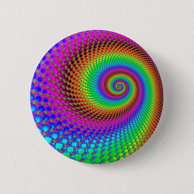 Abstract Spiral Fractal Pinback Button (Front)
