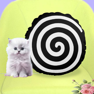 Abstract Spiral in Black & White Round Pillow