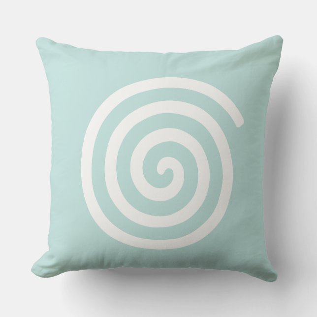 Abstract Spiral in Light Blue & White Throw Pillow (Front)