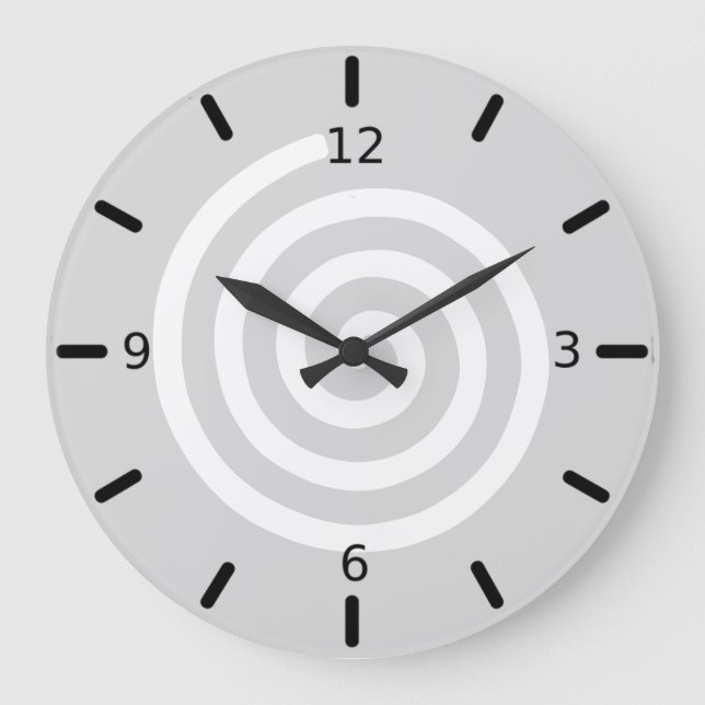 Abstract Spiral in Light Gray & White Large Clock (Front)