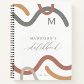 Abstract Spiral Modern Pattern Monogram Sketchbook Notebook (Front)