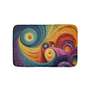 Abstract Spiral Pattern Colorful 3D Swirl Texture Bath Mat