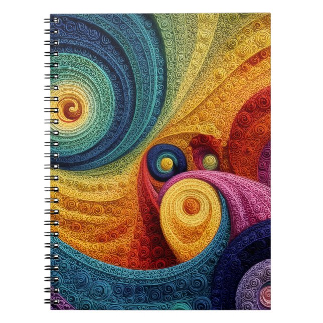Abstract Spiral Pattern Colorful 3D Swirl Texture Notebook (Front)