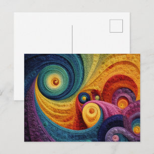 Abstract Spiral Pattern Colorful 3D Swirl Texture Postcard