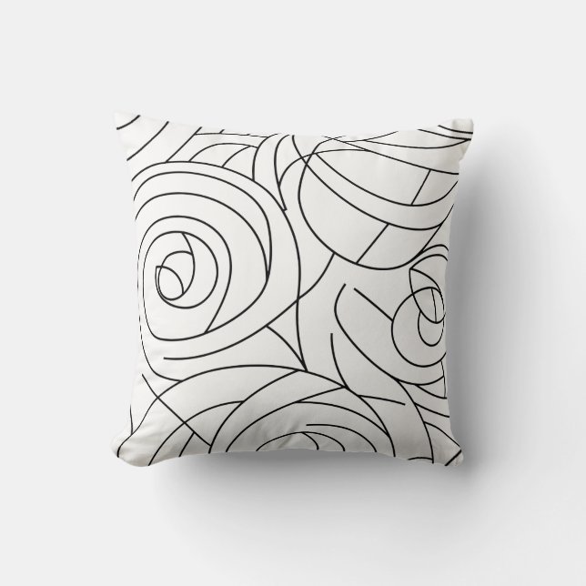 Abstract Spiral Pattern - Modern Black and White Throw Pillow (Front)
