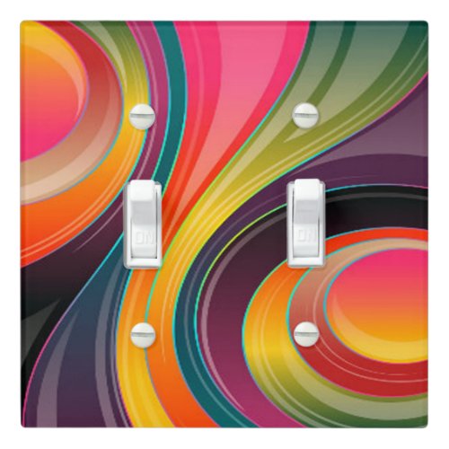 Abstract spiral rainbow colorful design 1 light switch cover