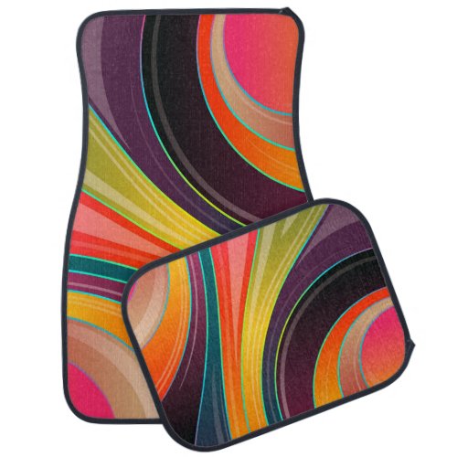Abstract spiral rainbow colorful design car mat