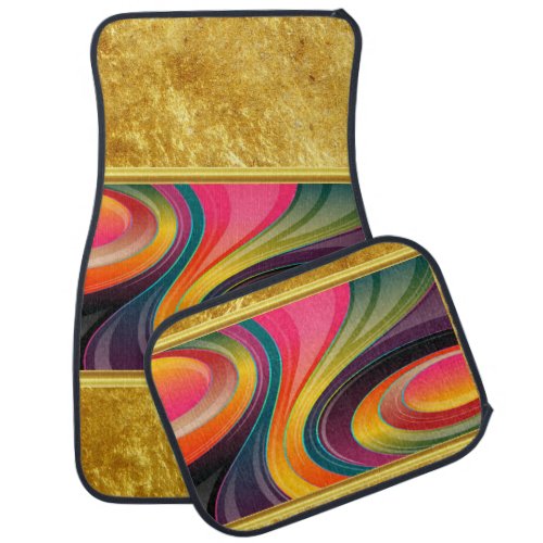 Abstract spiral rainbow colorful design car mat