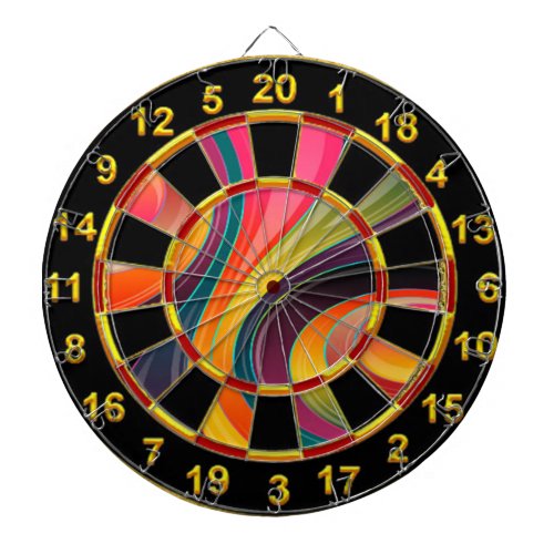 Abstract spiral rainbow colorful design dart board