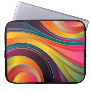 Abstract spiral rainbow colorful design laptop sleeve