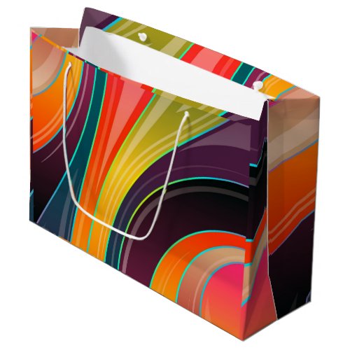 Abstract spiral rainbow colorful design large gift bag