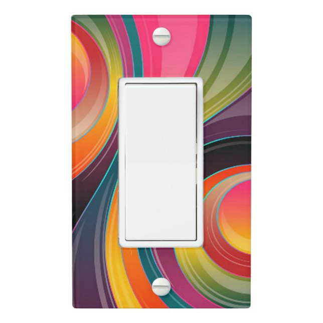 Abstract spiral rainbow colorful design light switch cover (In Situ)