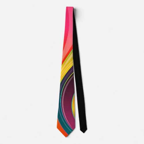 Abstract spiral rainbow colorful design neck tie