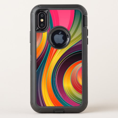 Abstract spiral rainbow colorful design OtterBox defender iPhone x case
