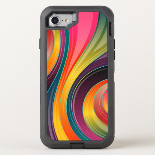 Abstract spiral rainbow colorful design OtterBox defender iPhone SE87 case