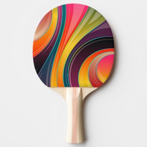 Abstract spiral rainbow colorful design ping pong paddle