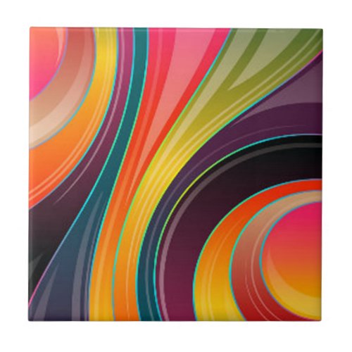 Abstract spiral rainbow colorful design tile