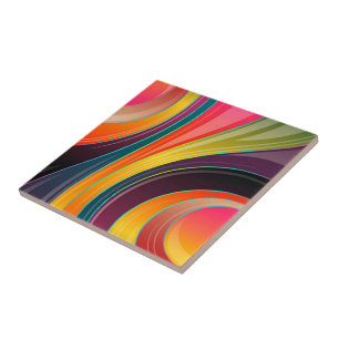 Abstract spiral rainbow colorful design tile