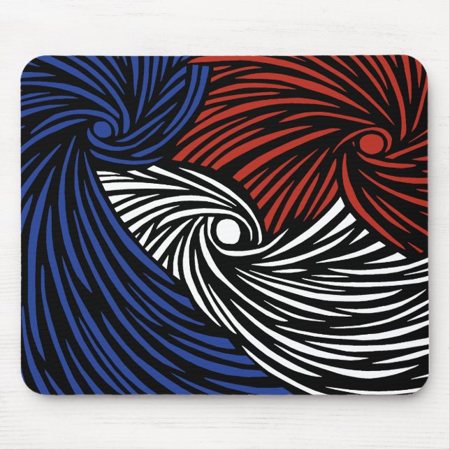 Abstract Spirals - Blue, White and Red Mouse Pad (Front)