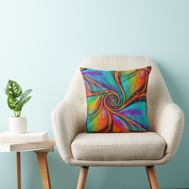Abstract Spirals of Energy - seamless pattern 9 Throw Pillow (Chair)