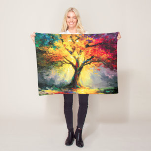 Abstract Spiritual Nature Tree of Life Fleece Blanket