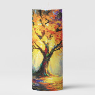 Abstract Spiritual Nature Tree of Life Pillar Candle