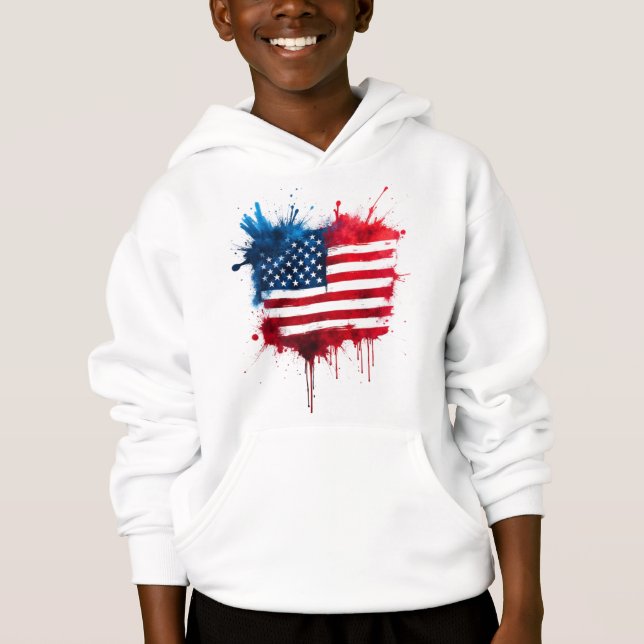 Abstract Splash American Flag Hoodie (Front)