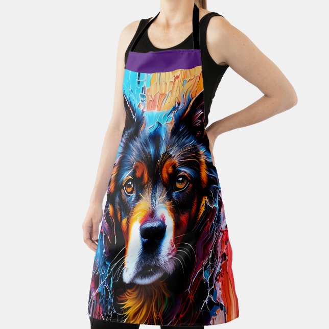Abstract splash color dog  apron (Insitu)