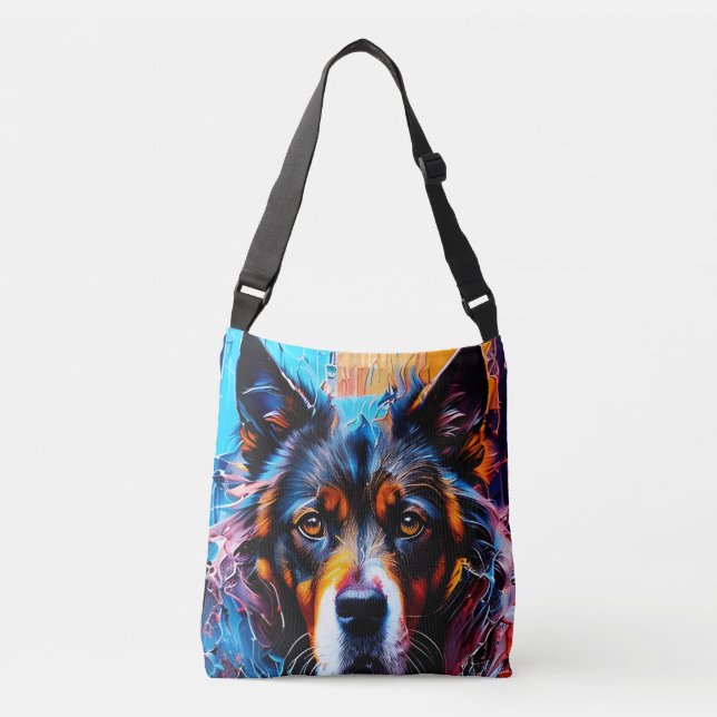 Abstract splash color dog   crossbody bag (Front)