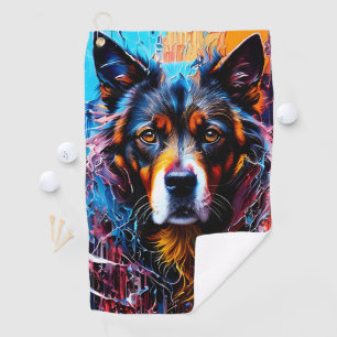 Abstract splash color dog golf towel