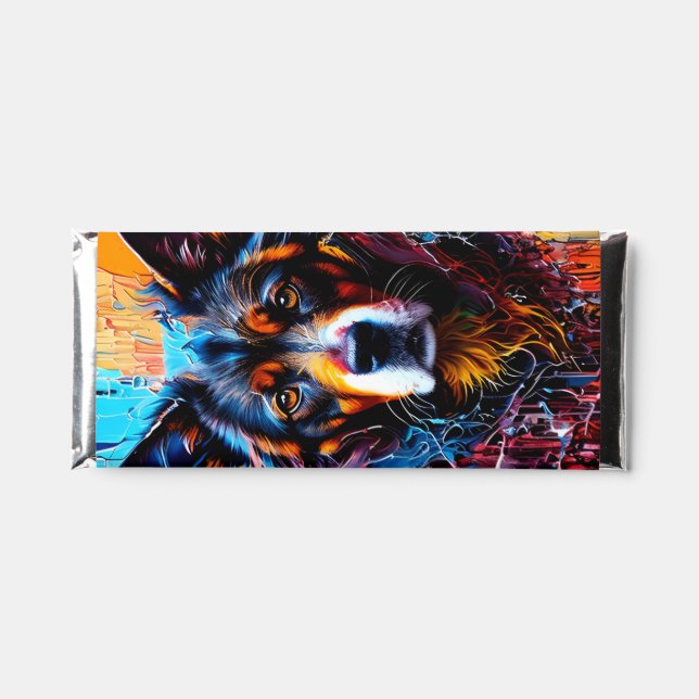 Abstract splash color dog   hershey bar favors (Front)