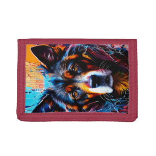 Abstract splash color dog tri-fold wallet