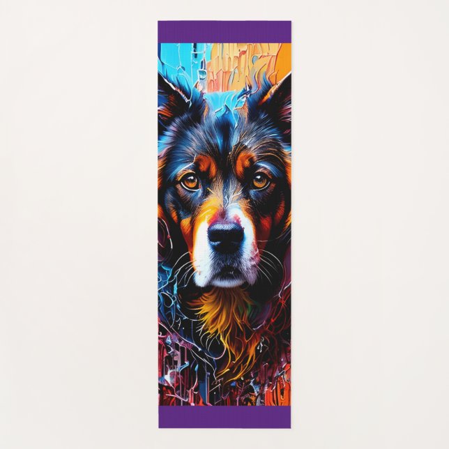 Abstract splash color dog   yoga mat (Front)