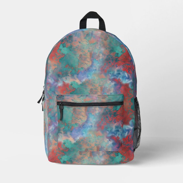 Abstract splash of colors printed backpack (Front)