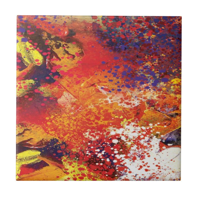 Abstract Splash Painting Ceramic Tile (Front)
