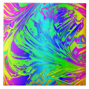 Abstract Splashing Rainbow Liquid Ceramic Tile