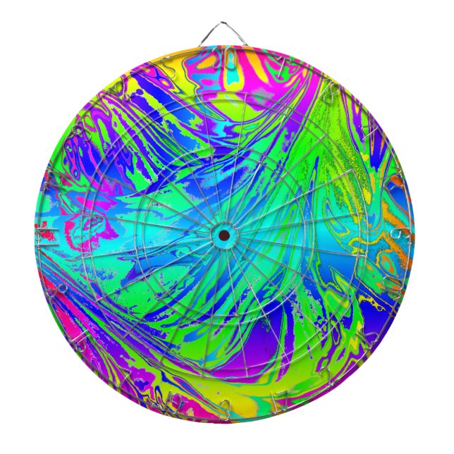 Abstract Splashing Rainbow Liquid Dart Board (Front)