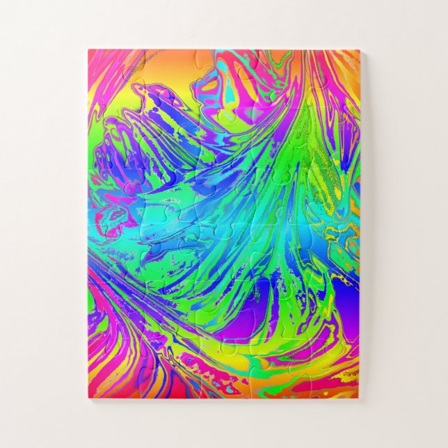 Abstract Splashing Rainbow Liquid Jigsaw Puzzle (Vertical)