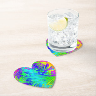 Abstract Splashing Rainbow Liquid Paper Coaster