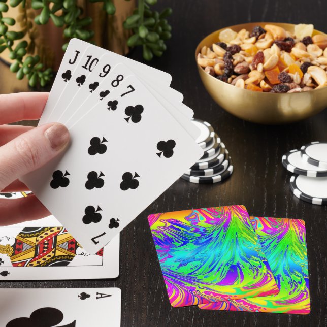 Abstract Splashing Rainbow Liquid Poker Cards (In Situ)