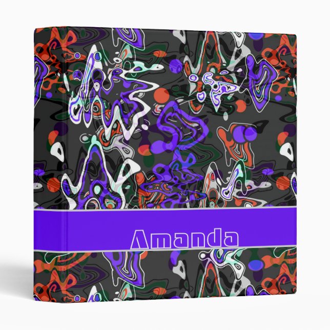 Abstract splatter brush modern stylishly fashionab 3 ring binder (Front/Spine)